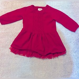 Cat & Jack Red Cable Knit Sweater Dress - Size 3-6 Months